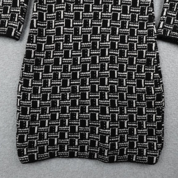 ZARA Geometric Print Turtleneck Long Sleeve Knit Dress Womens 6 Fitted Cocktail - Picture 6 of 9